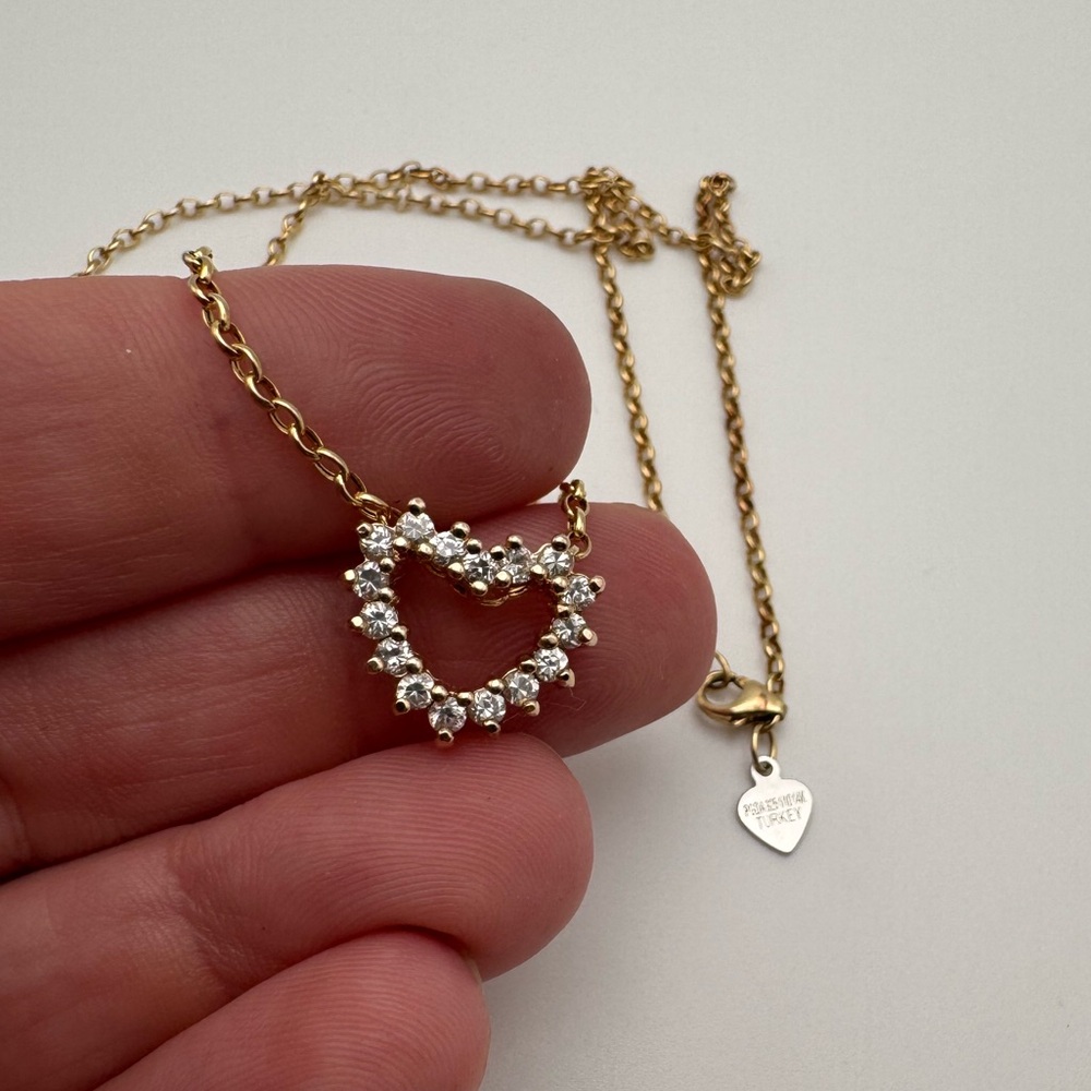 Gold Vermeil 14k Sterling Silver 925 Gemstone Heart Pendant Necklace